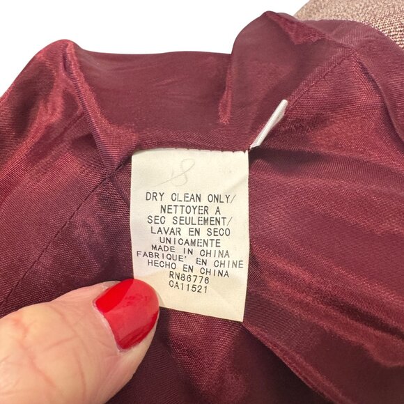 Due Per Due Womens Size 16 Ruffled Blazer With Rosette Accent Wine & Taupe - Picture 6 of 6